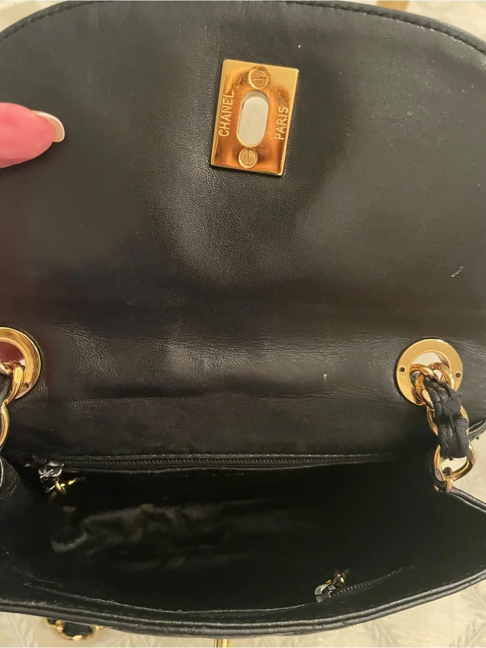 CHANEL Black Quilted Leather Shoulder Bag with Gold Hardware